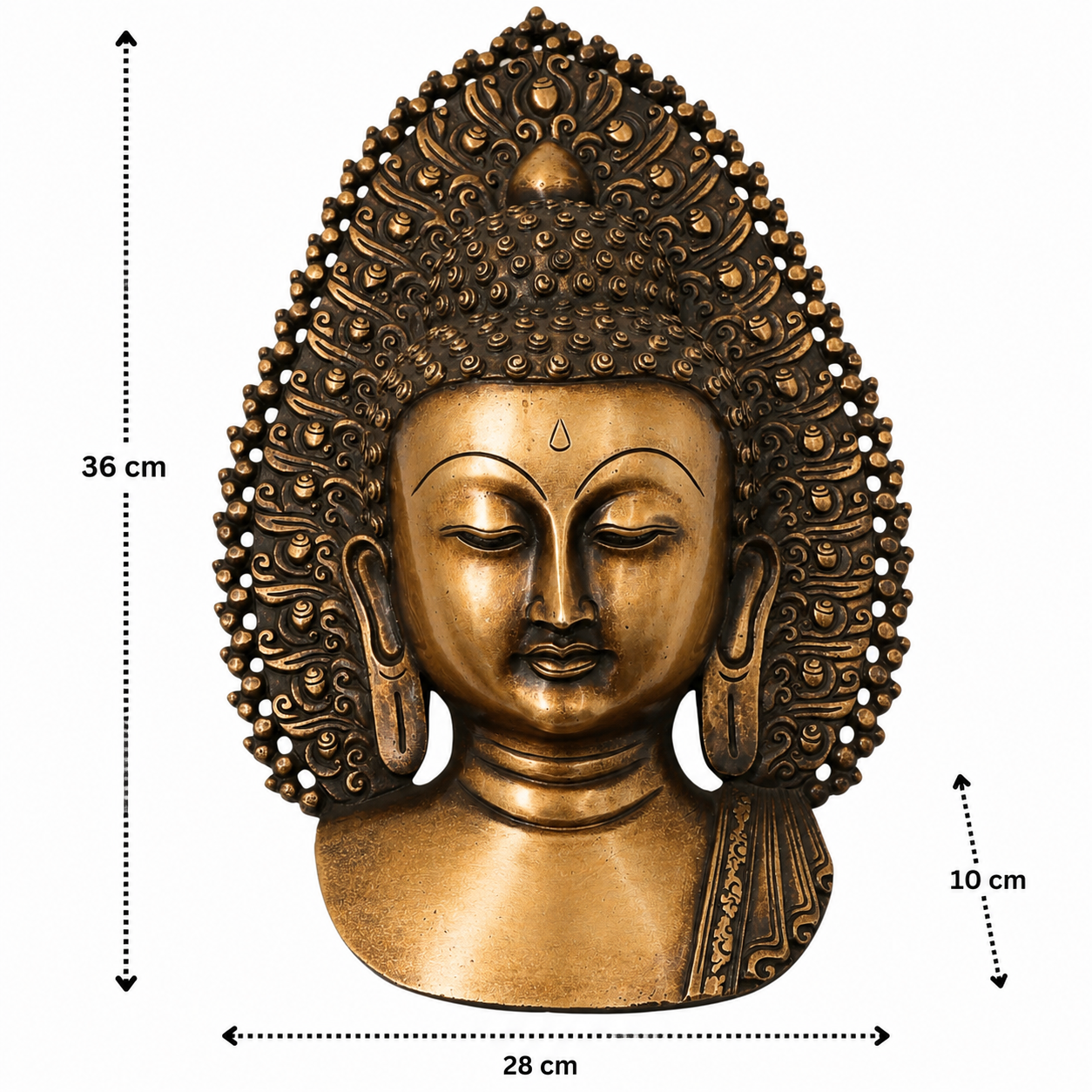 Brass Buddha Face Wall Decor – A Symbol of Serenity and Enlightenment 14 Inch