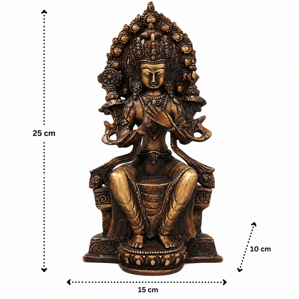 Brass Maitreya Buddha Idol – Handcrafted Buddha Ajita Bodhisattva Murti for Pooja, Home Décor & Spiritual Gifting 10 Inch