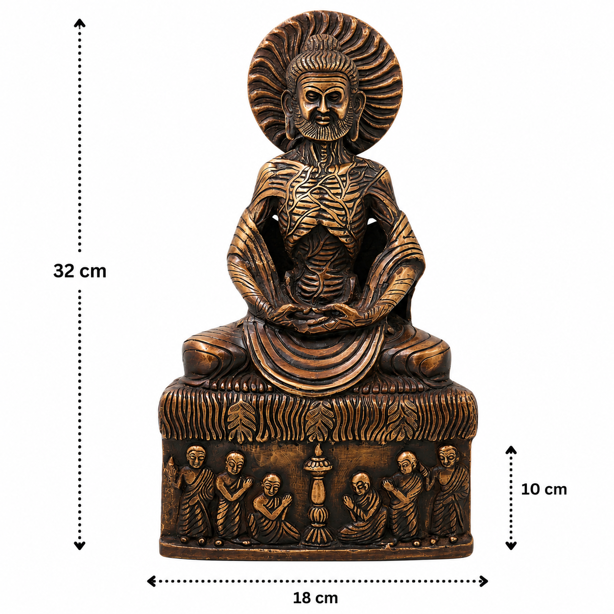Brass Maitreya Fasting Buddha Idol – Handcrafted Future Buddha Ajita Bodhisattva Murti for Pooja, Home Décor & Spiritual Gifting 12.5 Inch