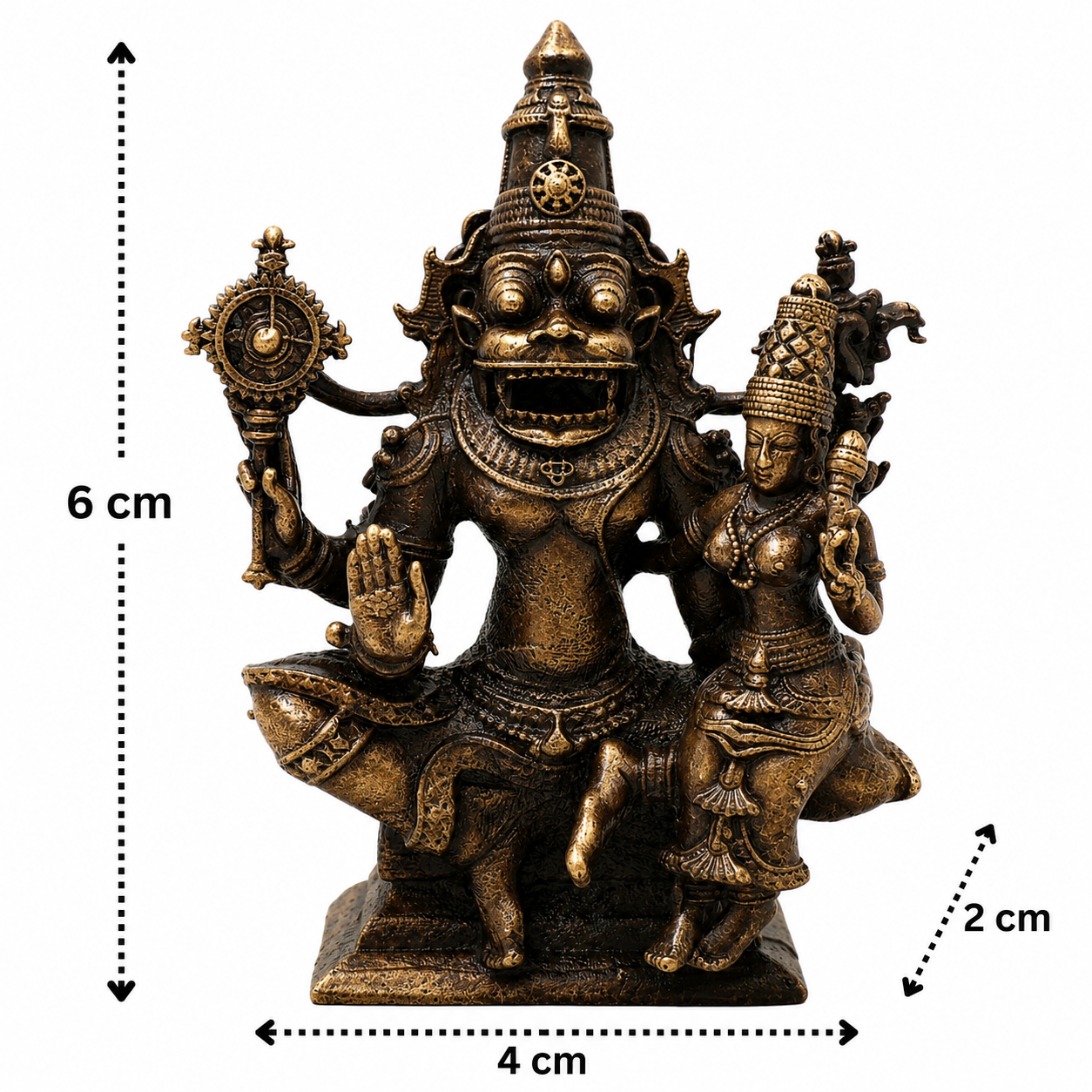 Brass Lakshmi Narasimha Idol – Traditional Narahari Swamy Murti for Pooja, Home Mandir, Spiritual Décor & Gifting 2.5 Inch