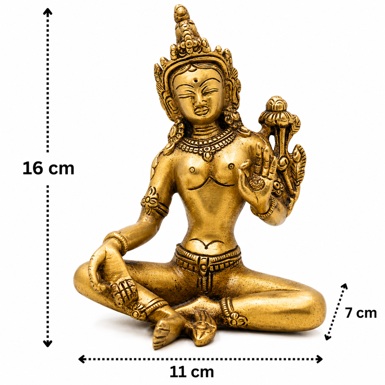 Brass Maa Tara Mahavidya Idol – Handcrafted Traditional Unique Chola Style Tara Maa Murti for Pooja, Home Mandir, Spiritual Décor & Gifting 6.5 Inch
