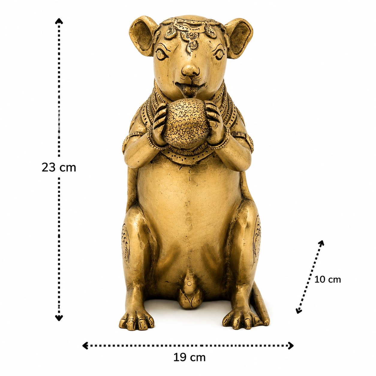 Handcrafted Brass Mouse Sculpture 9 Inch