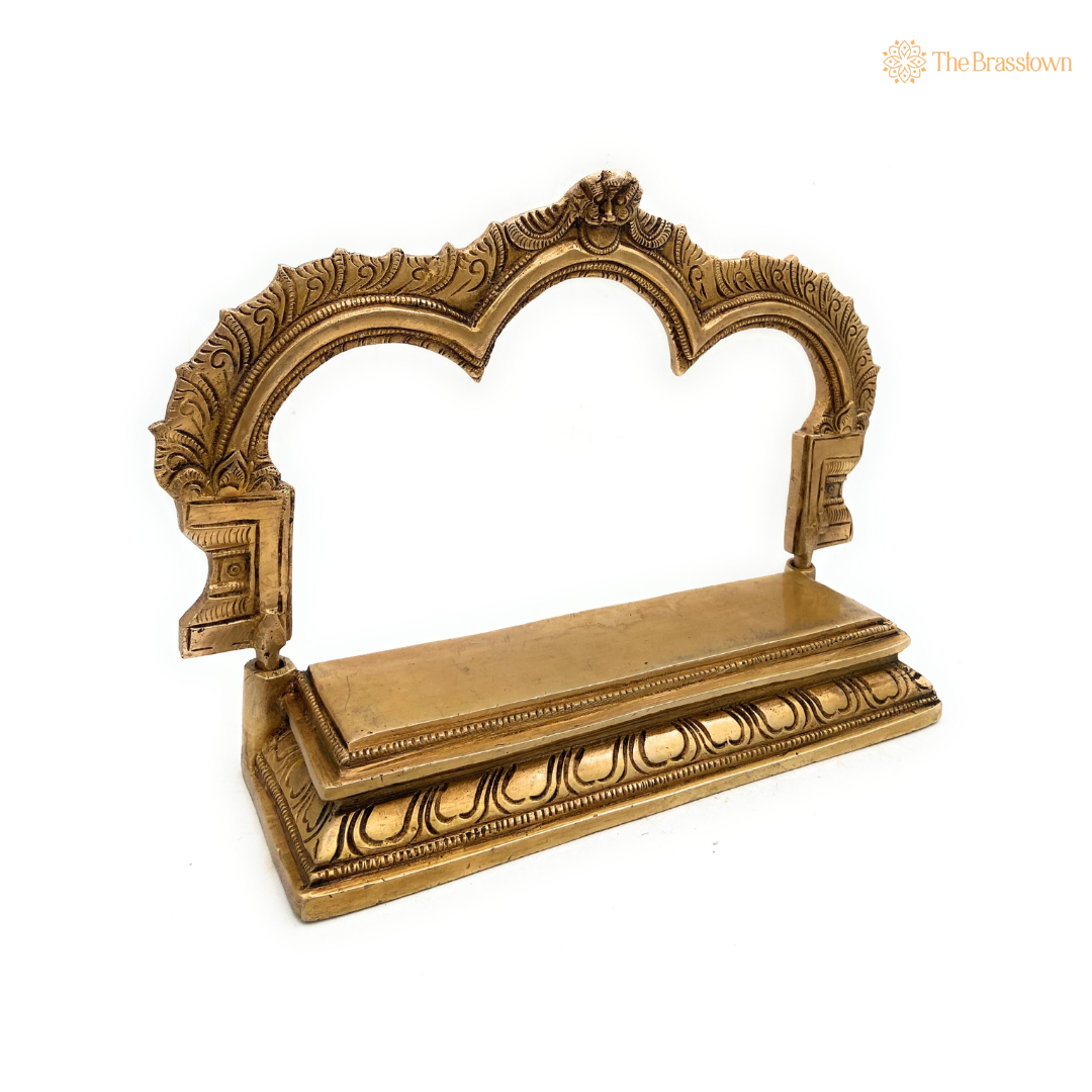 Elegant Brass Double-Arch Pooja Stand 7 Inch
