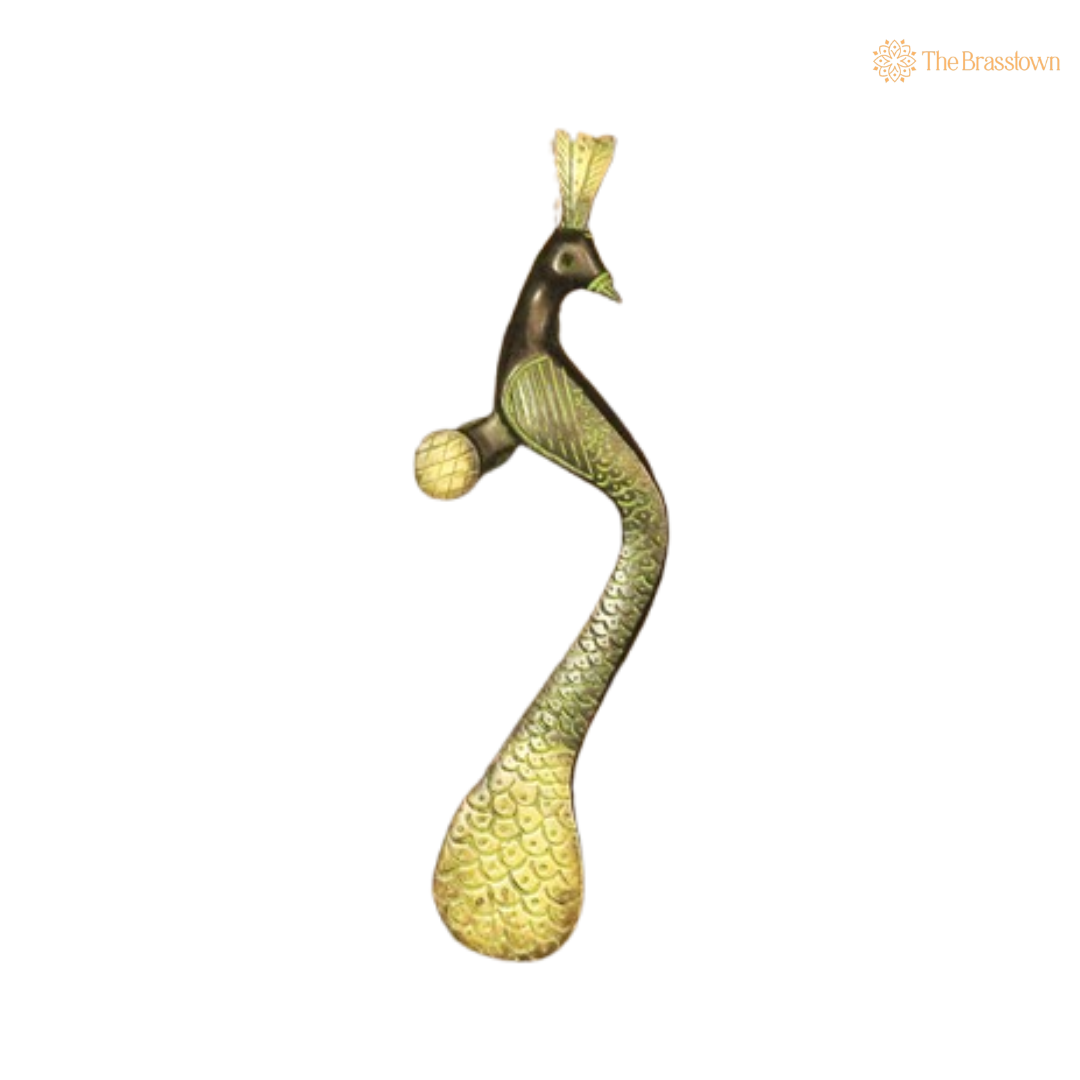 Elegant Brass Peacock Door Handles – Timeless Grace for Your Home 10 Inch