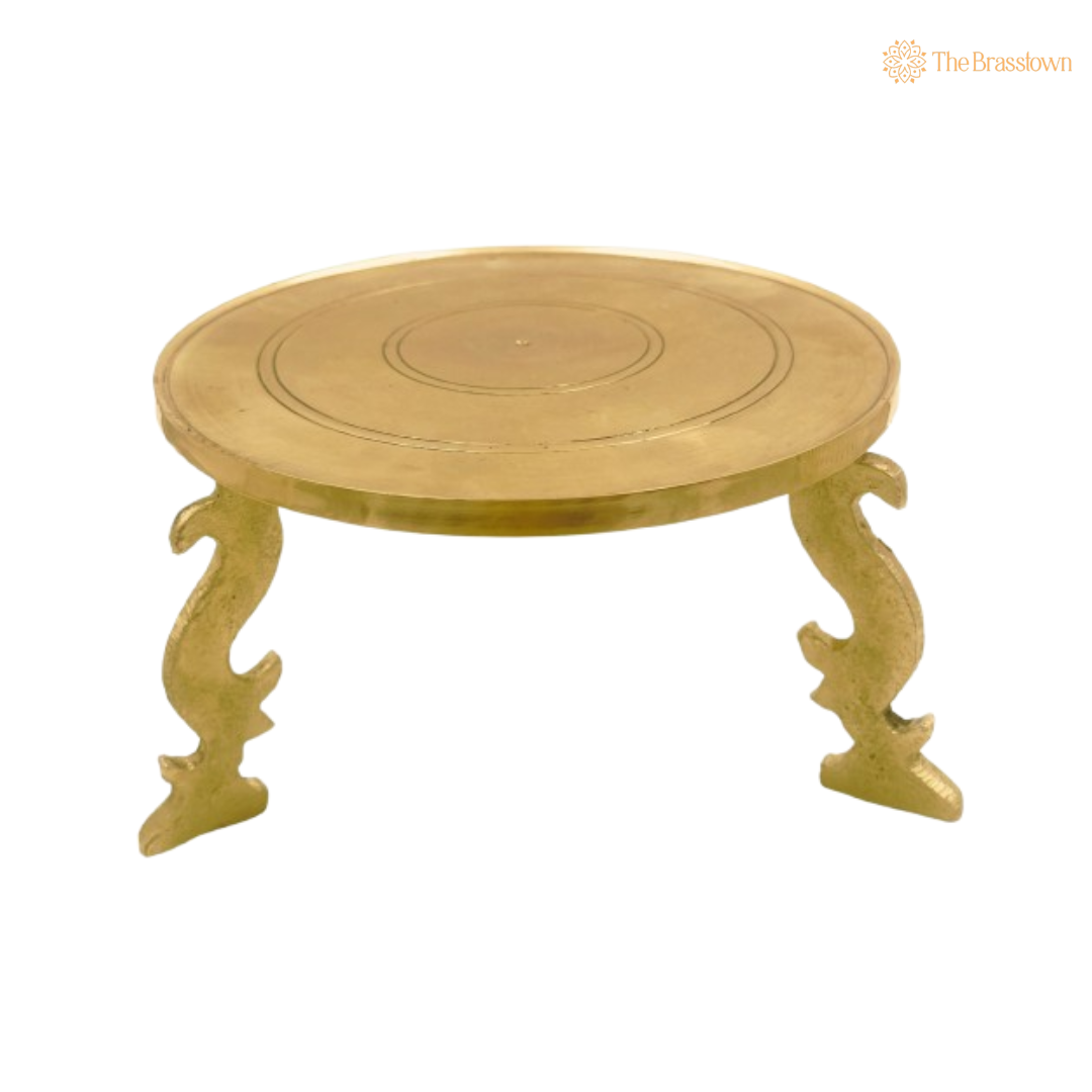 Elegant Brass Pooja Pedestal 5 Inch closeup – intricate craftsmanship