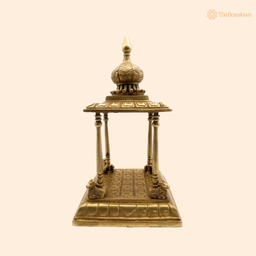 Elegant Brass Temple Stand for Deity Idols 13 Inch