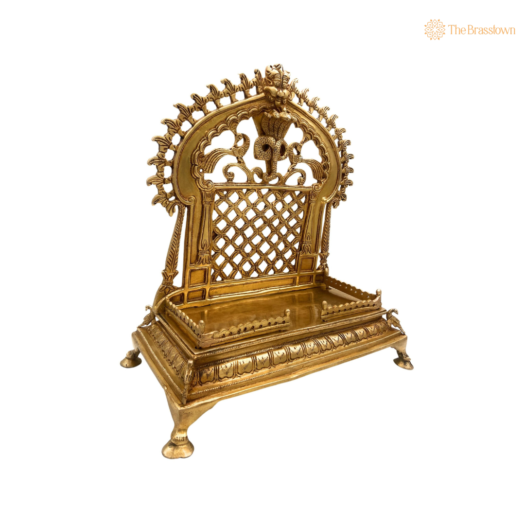Exquisite Brass Throne with Intricate Serpent Design 14 Inch