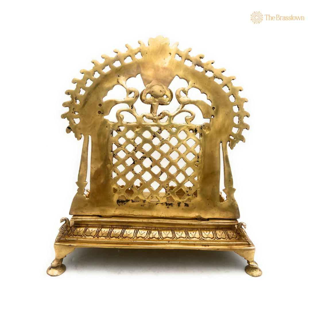 Exquisite Brass Throne with Intricate Serpent Design 14 Inch