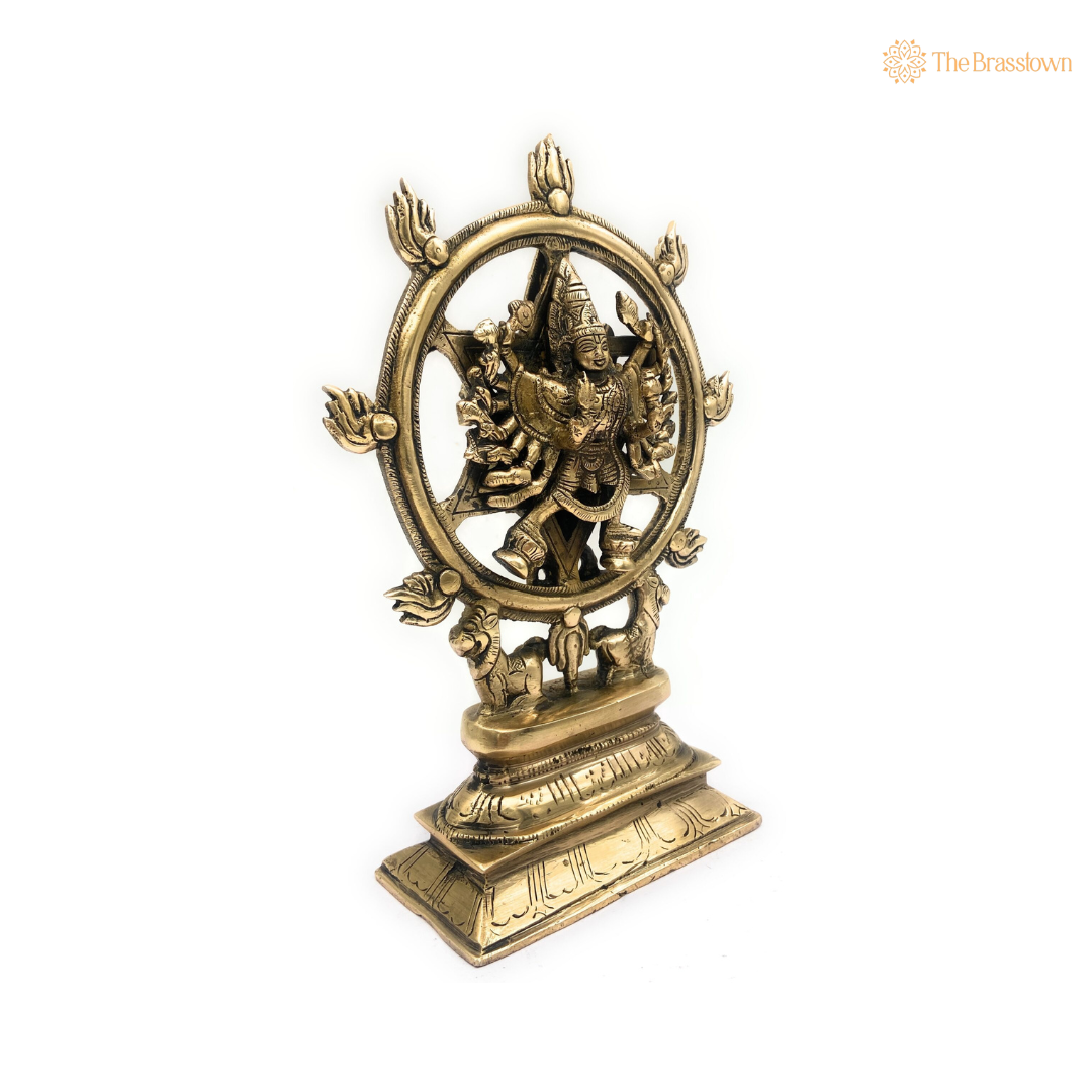 Exquisite Brass Vishnu Sudarshana Chakra Statue 9.5 Inch