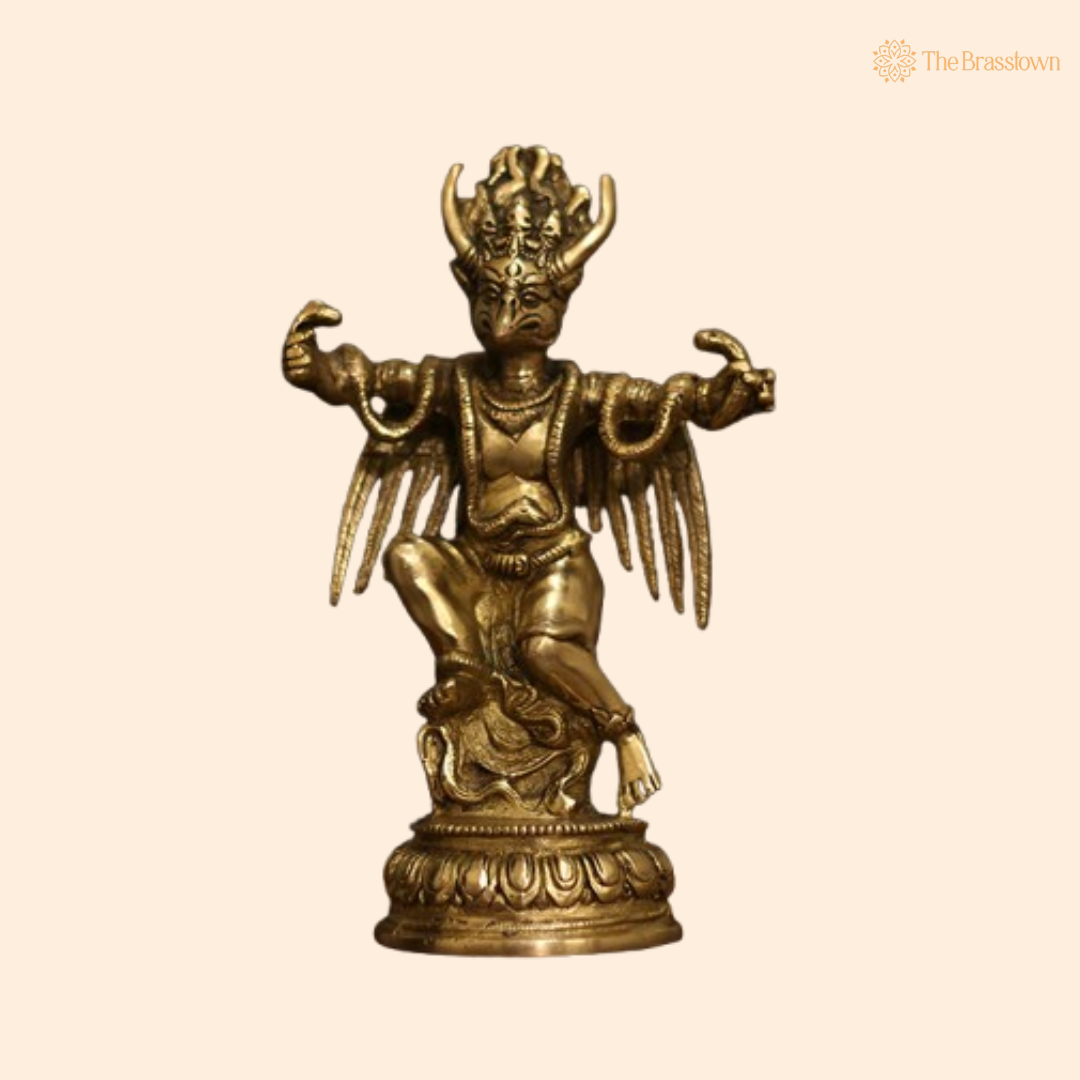 Garuda Brass Statue - The Divine Eagle 8.5 Inch
