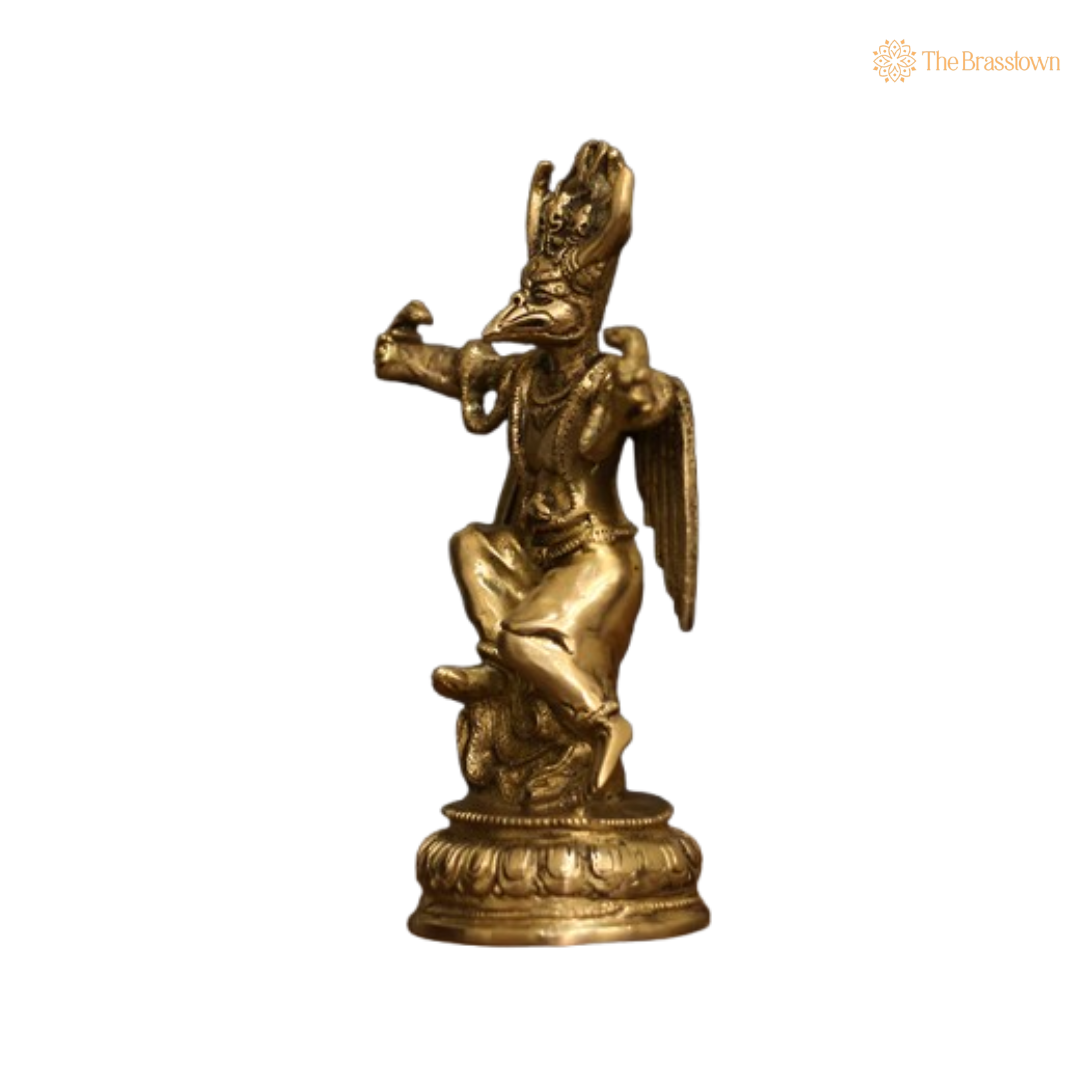 Garuda Brass Statue - The Divine Eagle 8.5 Inch