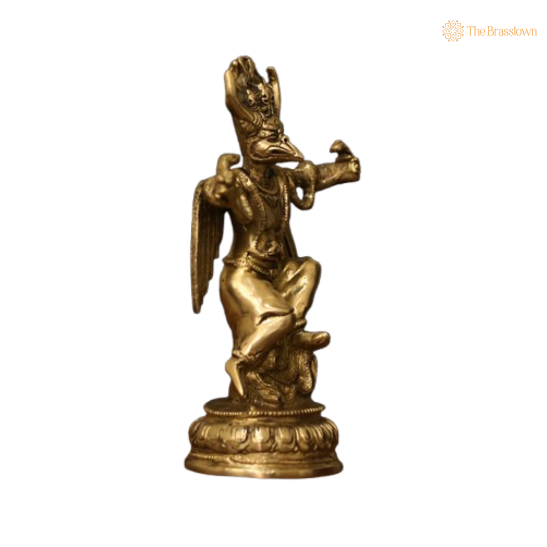 Garuda Brass Statue - The Divine Eagle 8.5 Inch