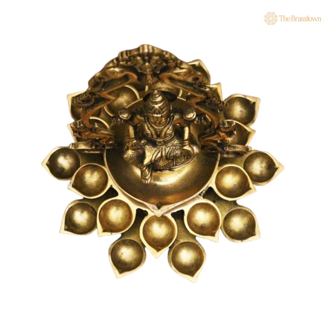 Goddess Lakshmi Multi-Tiered Brass Diya 11.5 Inch