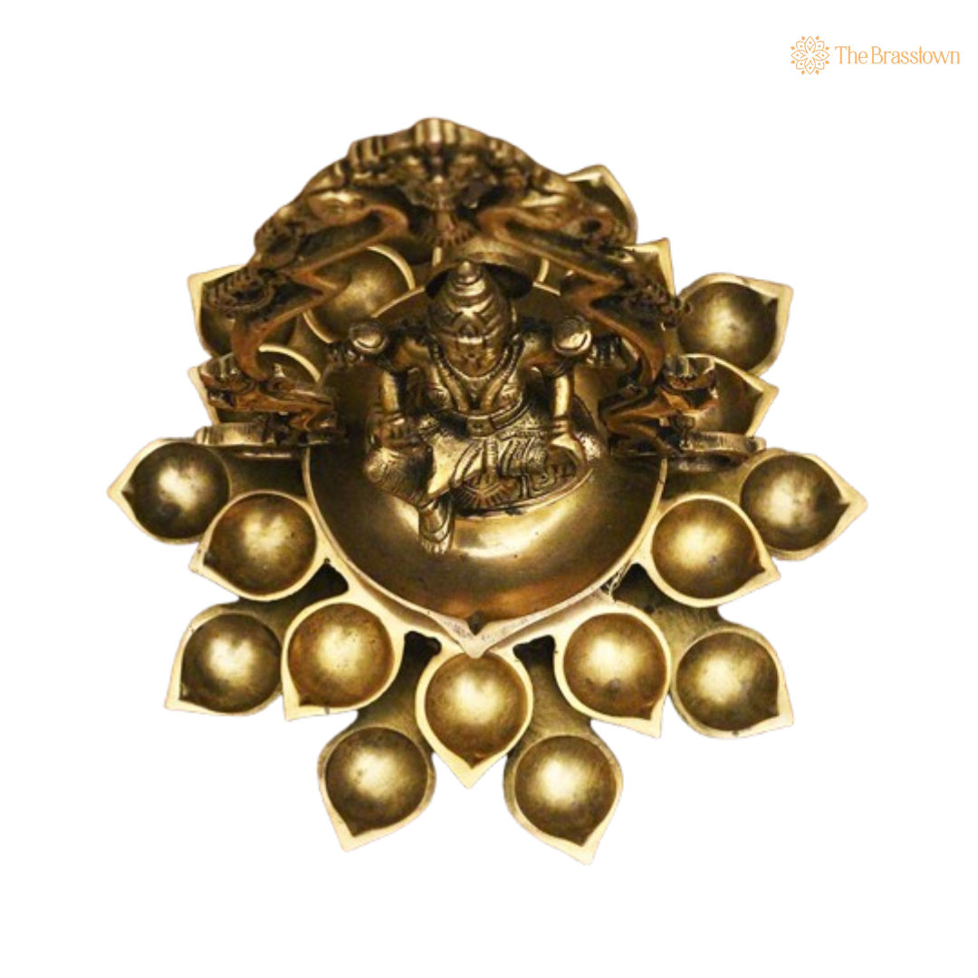 Goddess Lakshmi Multi-Tiered Brass Diya 11.5 Inch