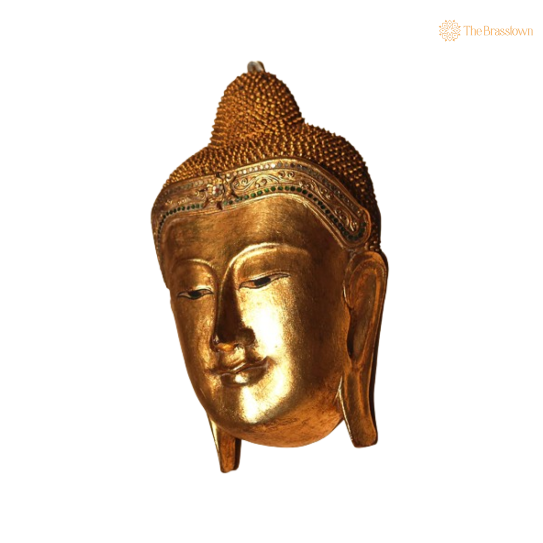 Golden Brass Buddha Face Wall Art – A Symbol of Peace and Tranquility 17 Inch