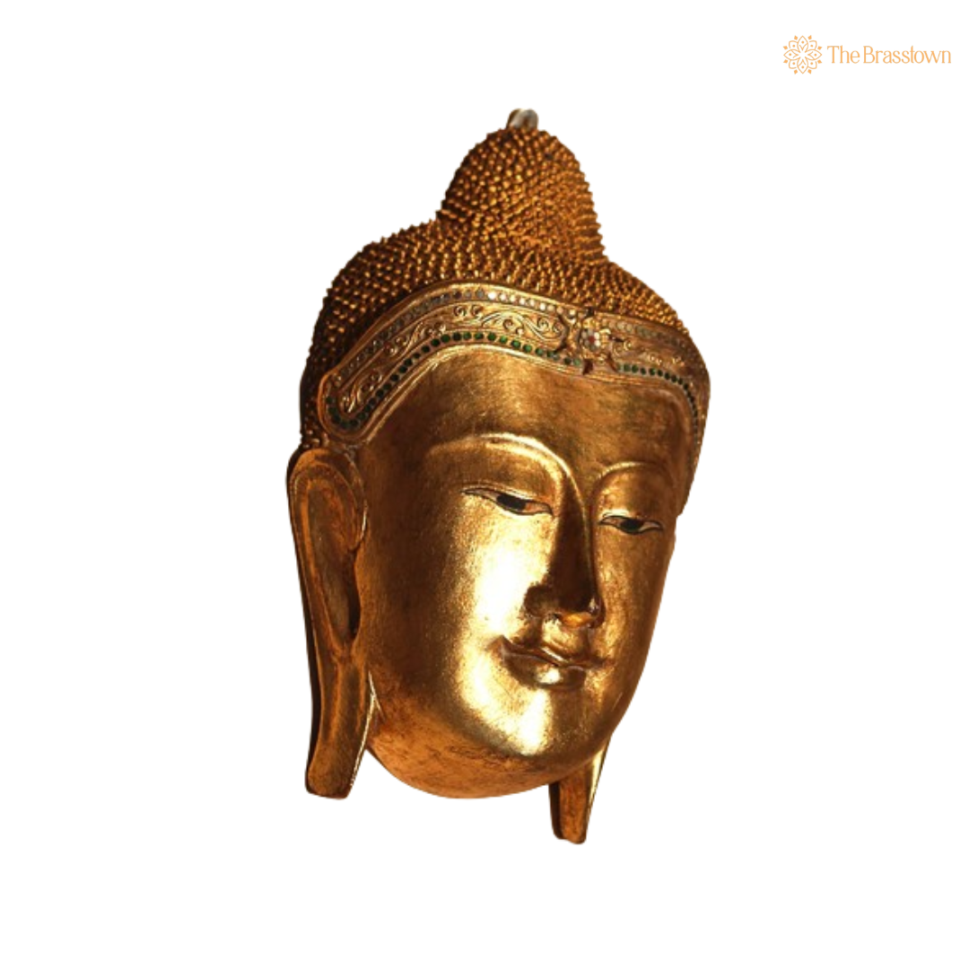Golden Brass Buddha Face Wall Art – A Symbol of Peace and Tranquility 17 Inch