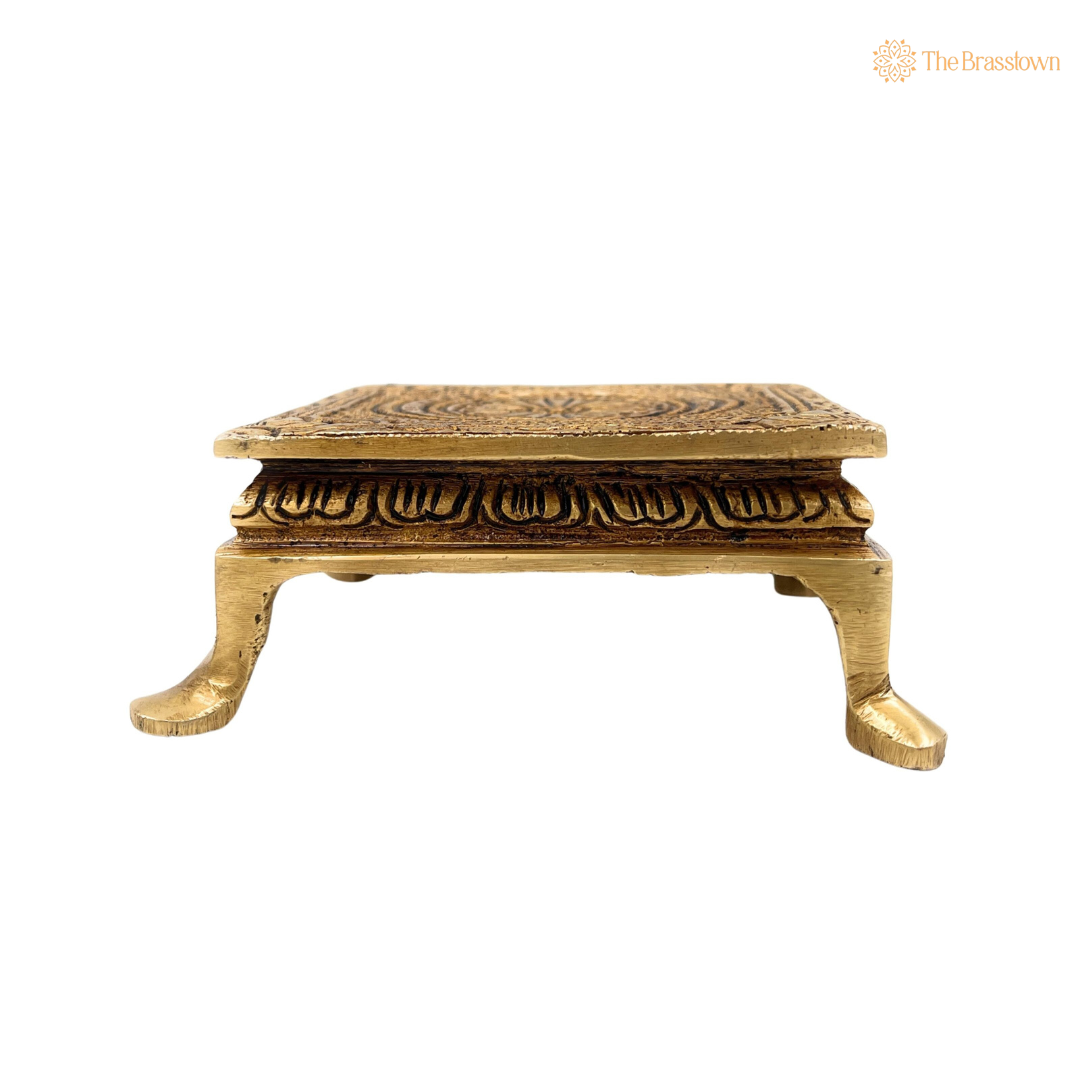 Handcrafted Brass Chowki with Intricate Design 2 Inch