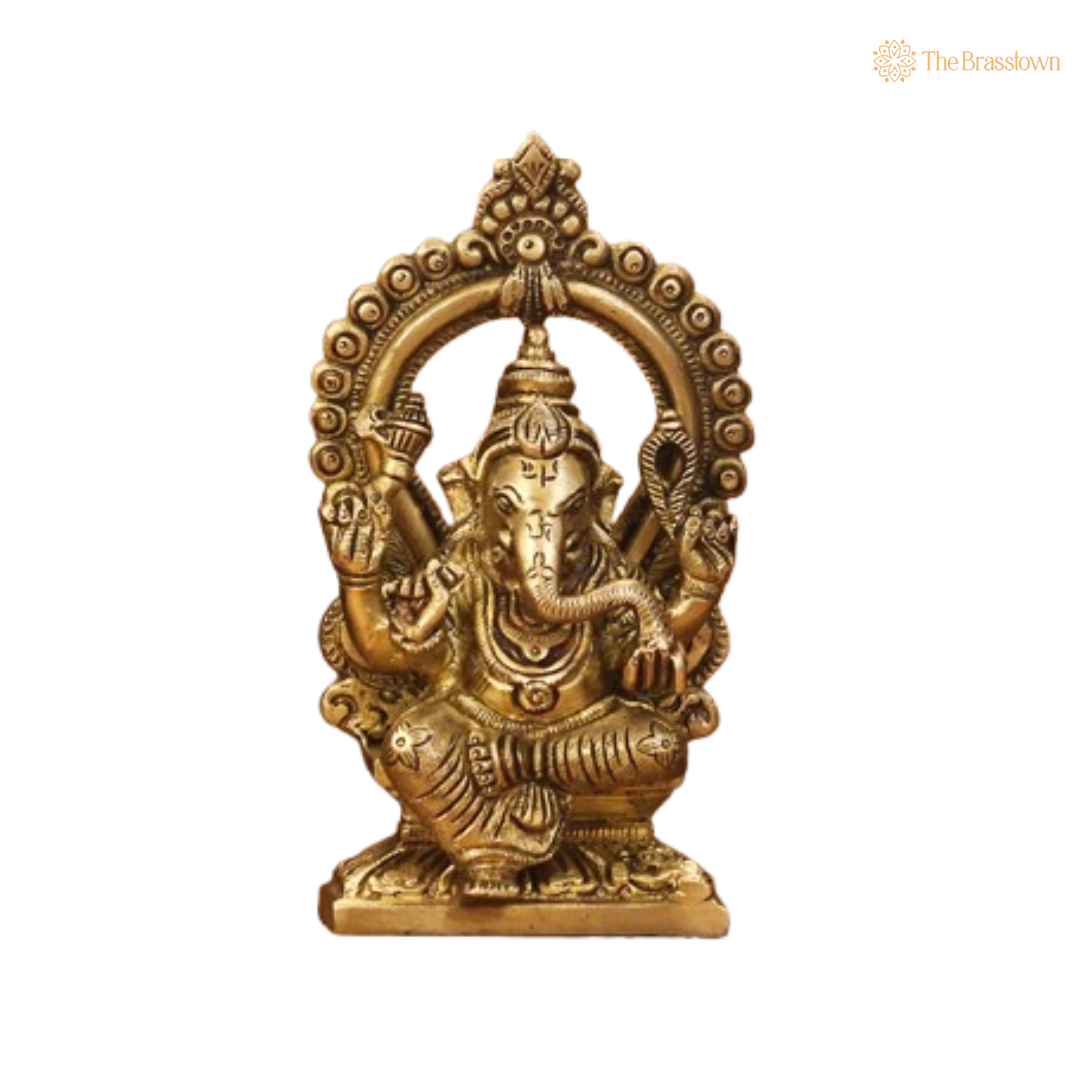 Handcrafted Brass Ganesha and Lakshmi Set 6 Inch