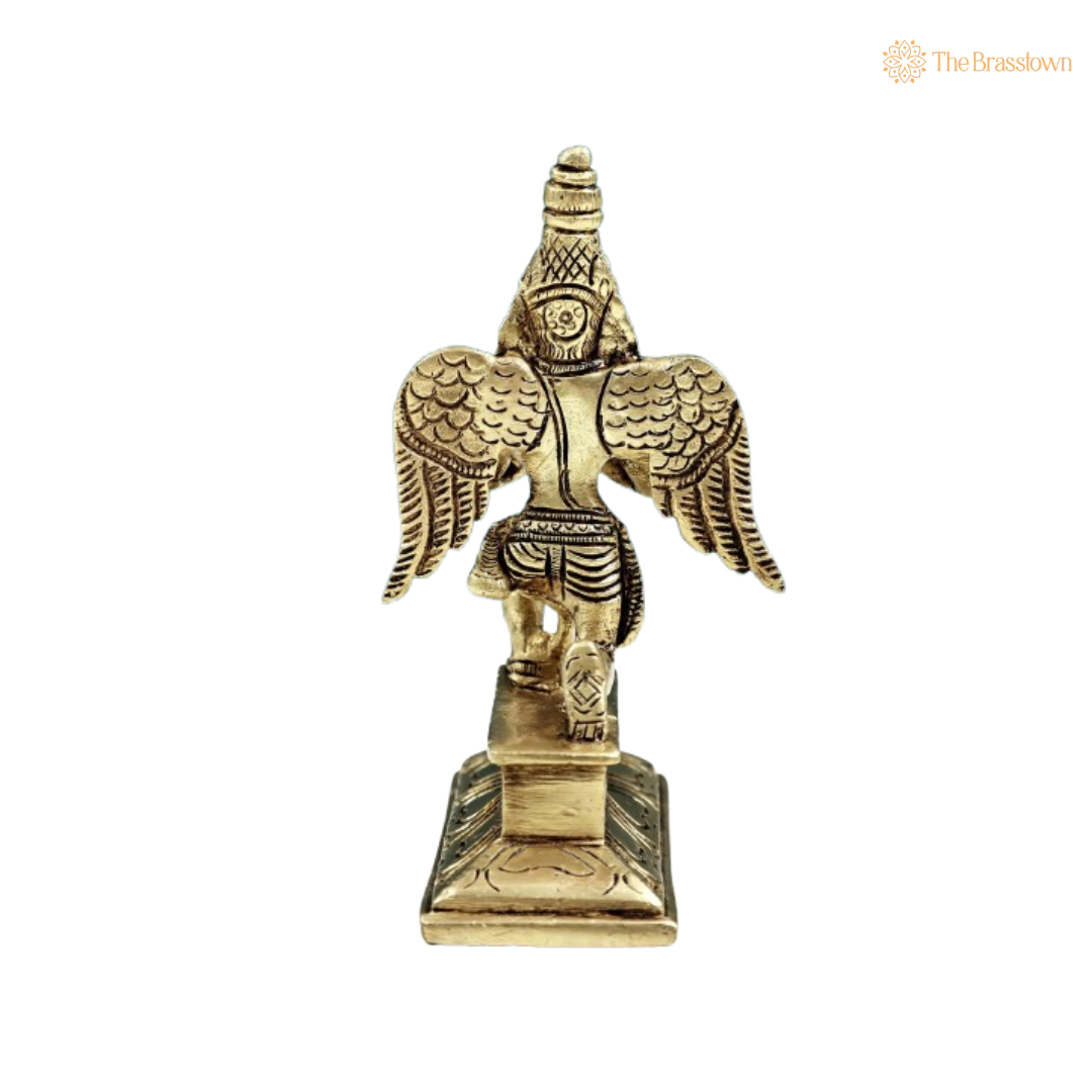 Handcrafted Brass Garuda Idol – A Symbol of Devotion and Divine Protection 4 Inch