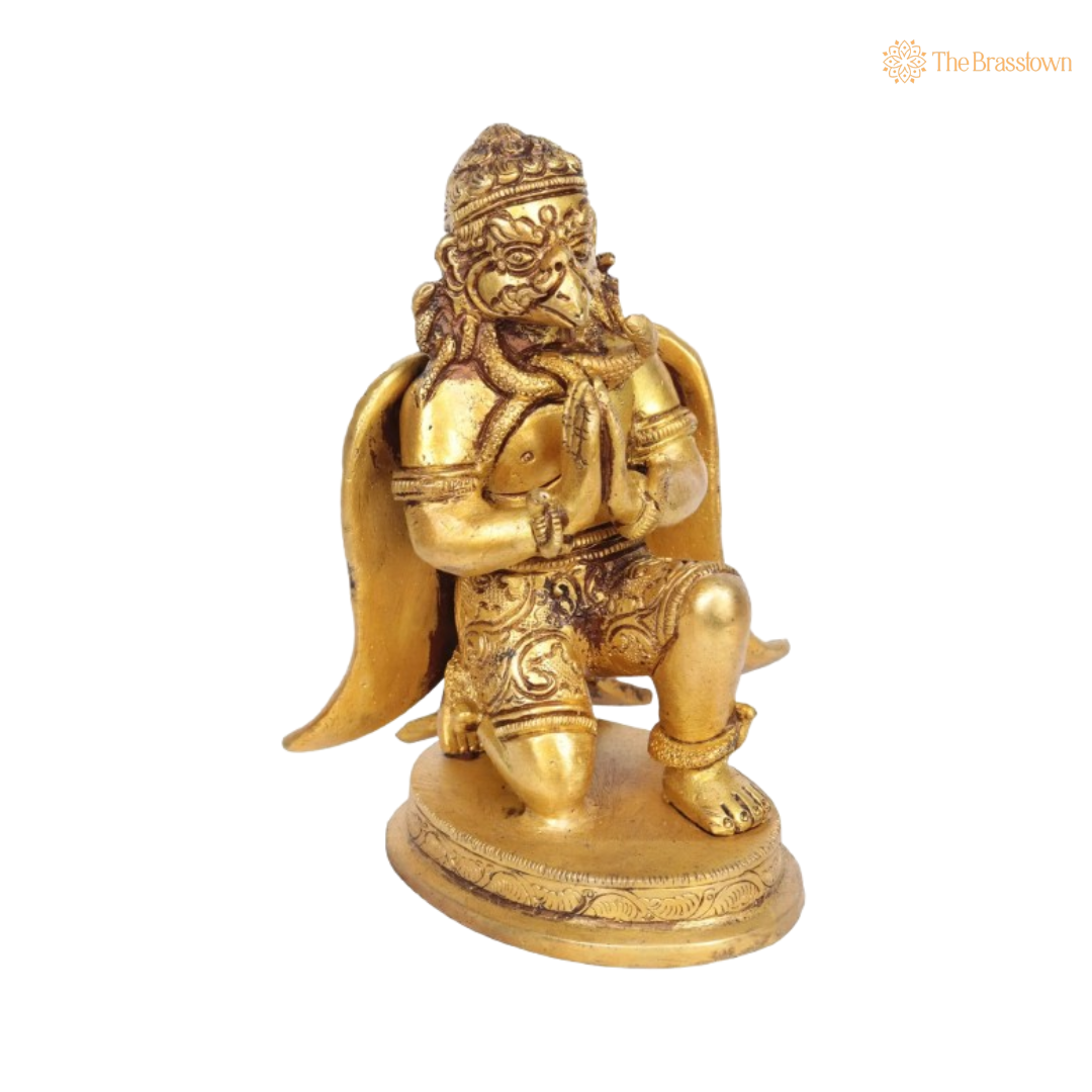 Handcrafted Brass Garuda Idol – The Divine Vehicle of Lord Vishnu 6 Inch