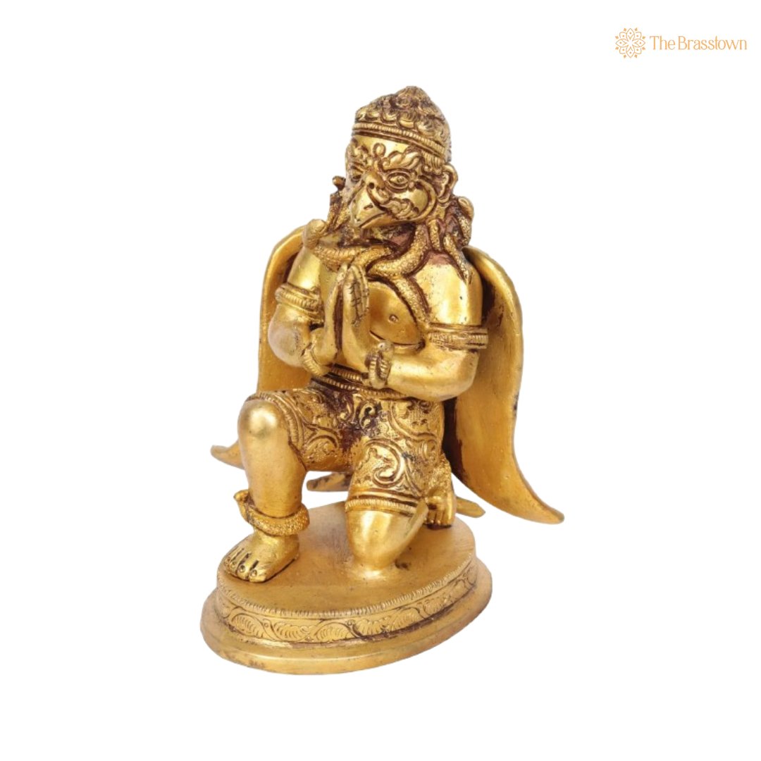 Handcrafted Brass Garuda Idol – The Divine Vehicle of Lord Vishnu 6 Inch