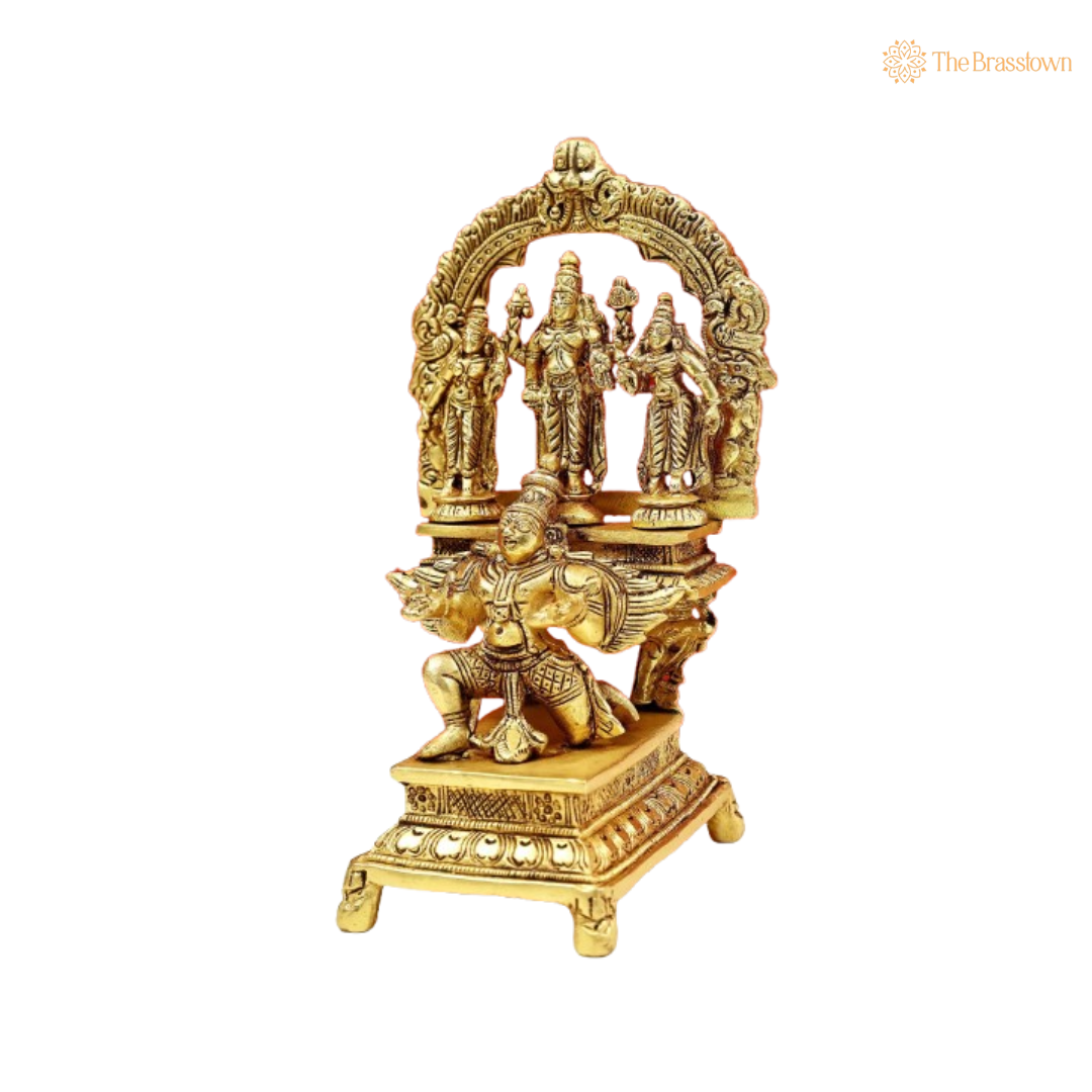 Handcrafted Brass Garuda Vishnu Parivar Idol 6 Inch