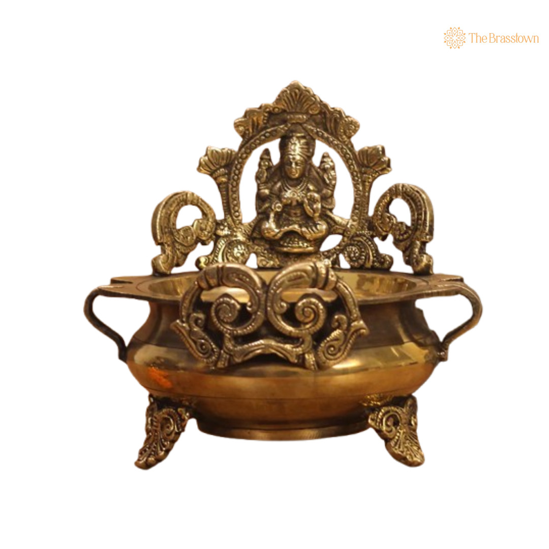 Handcrafted Brass Lakshmi Uruli with Arch 7 Inch