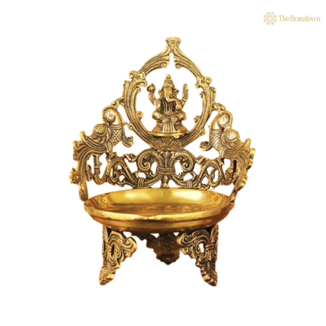 Handcrafted Brass Lakshmi and Ganesha Uruli Pair 11.5 Inch