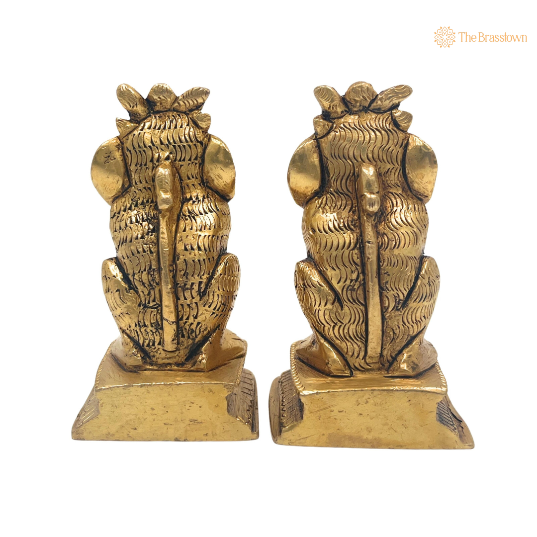 Handcrafted Brass Lion Statues (Pair) 3.5 Inch