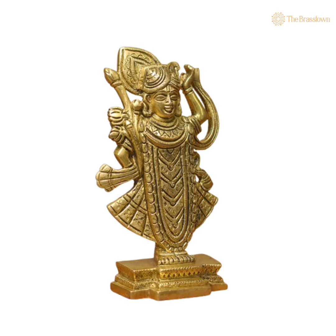 Handcrafted Brass Lord Krishna Idol with Intricate Detailing 7 Inch