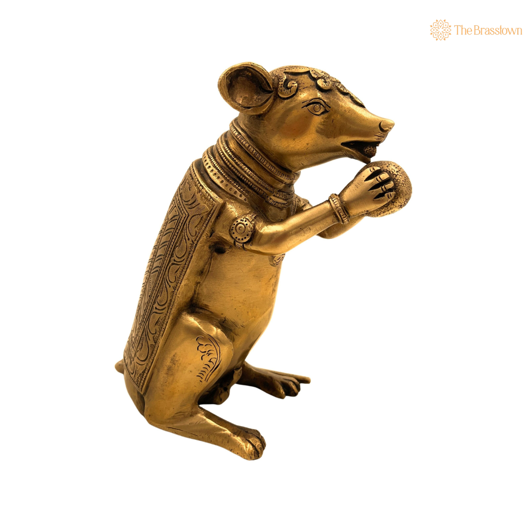 Handcrafted Brass Mouse Sculpture 9 Inch