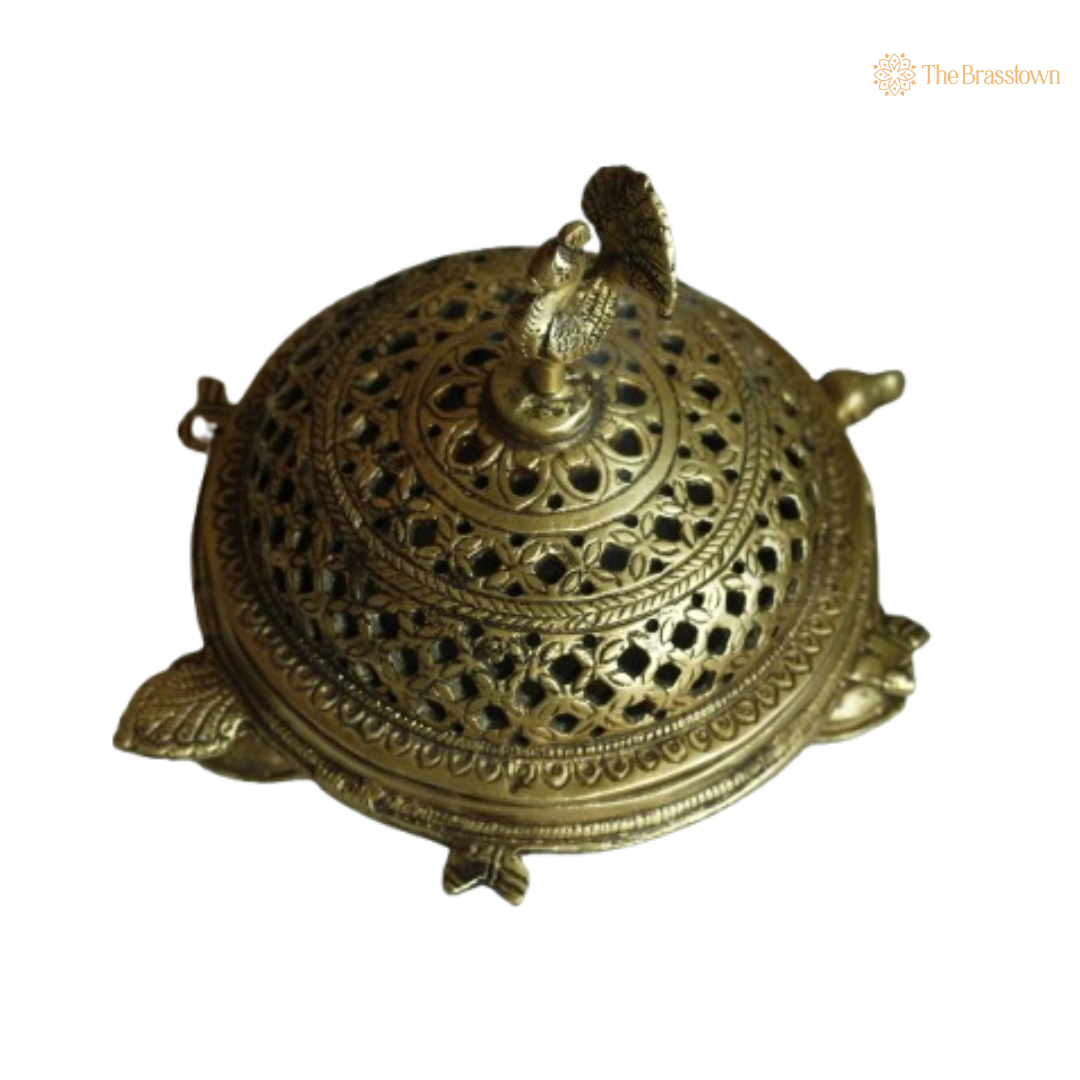 Handcrafted Brass Peacock Incense Holder (Dhoop Dani) 4.5 Inch