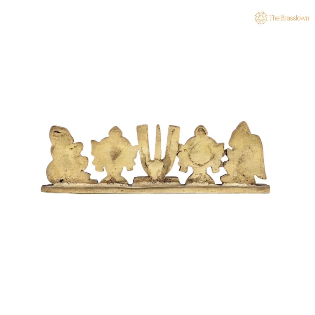 Handcrafted Brass Shankha Chakra Namam with Garuda and Hanuman Idol 2.5 Inch