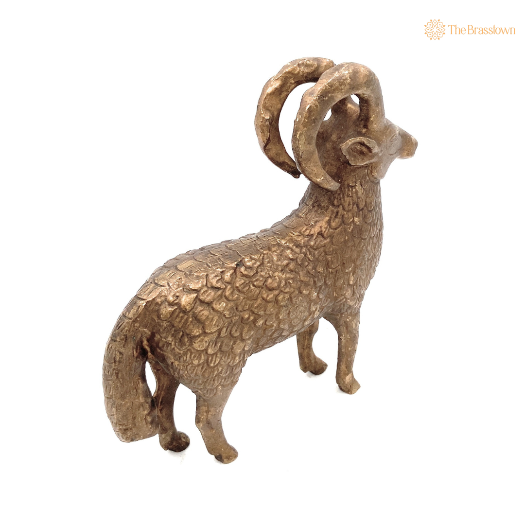 Handcrafted Brass Sheep Sculpture 6.5 Inch