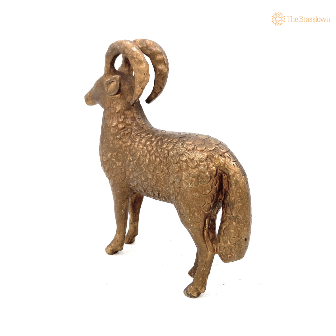 Handcrafted Brass Sheep Sculpture 6.5 Inch