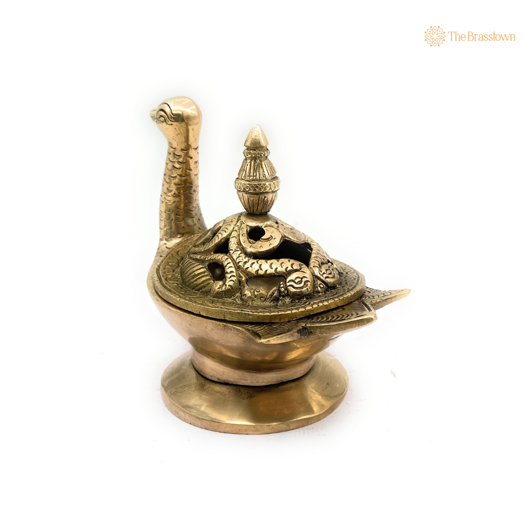 Handcrafted Brass Swan Bowl with Lid 5 Inch