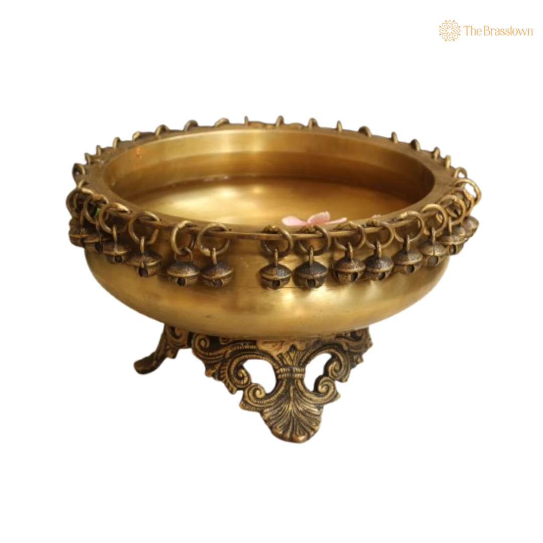 Handcrafted Brass Urli with Bells 5 Inch