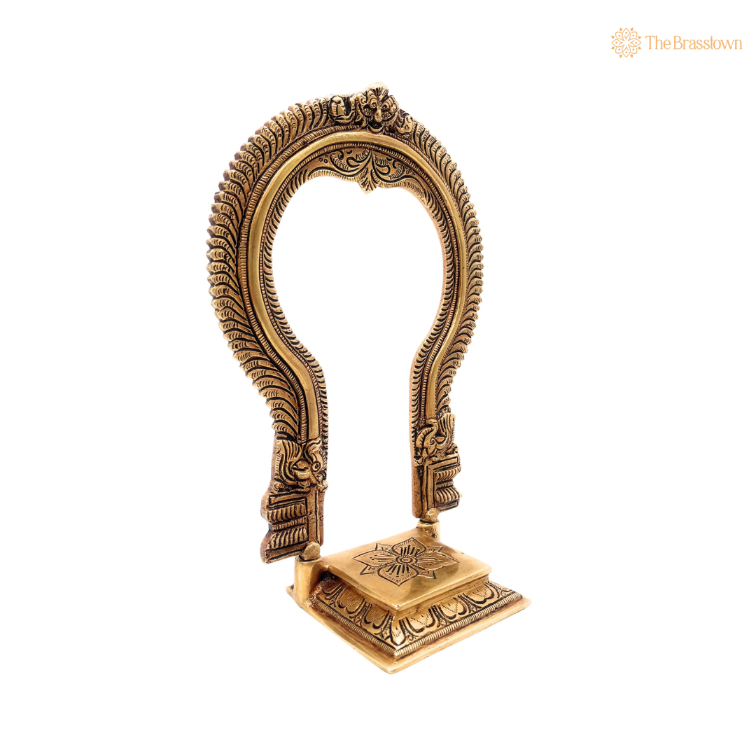Intricate Brass Arch Frame with Decorative Base 11 Inch
