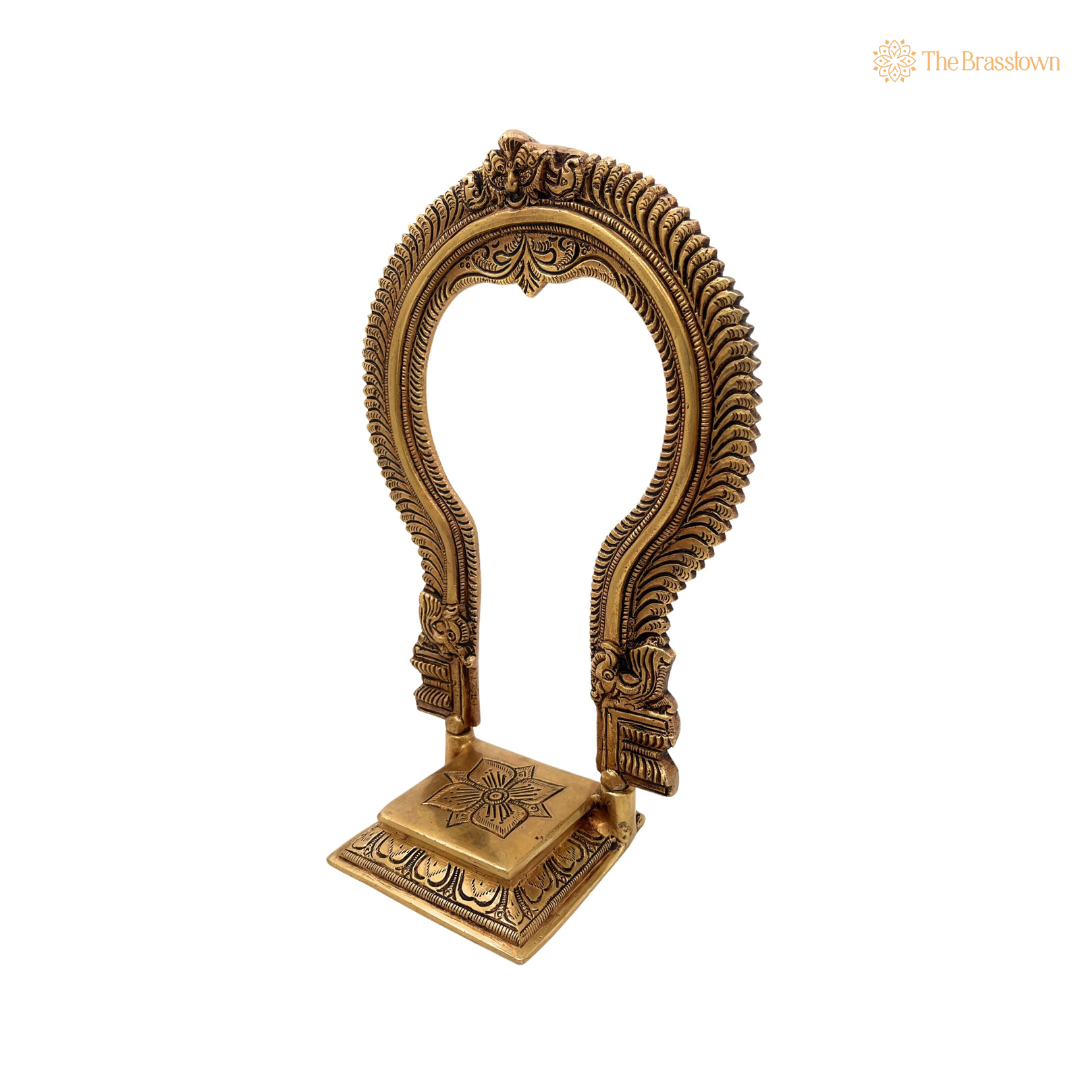 Intricate Brass Arch Frame with Decorative Base 11 Inch