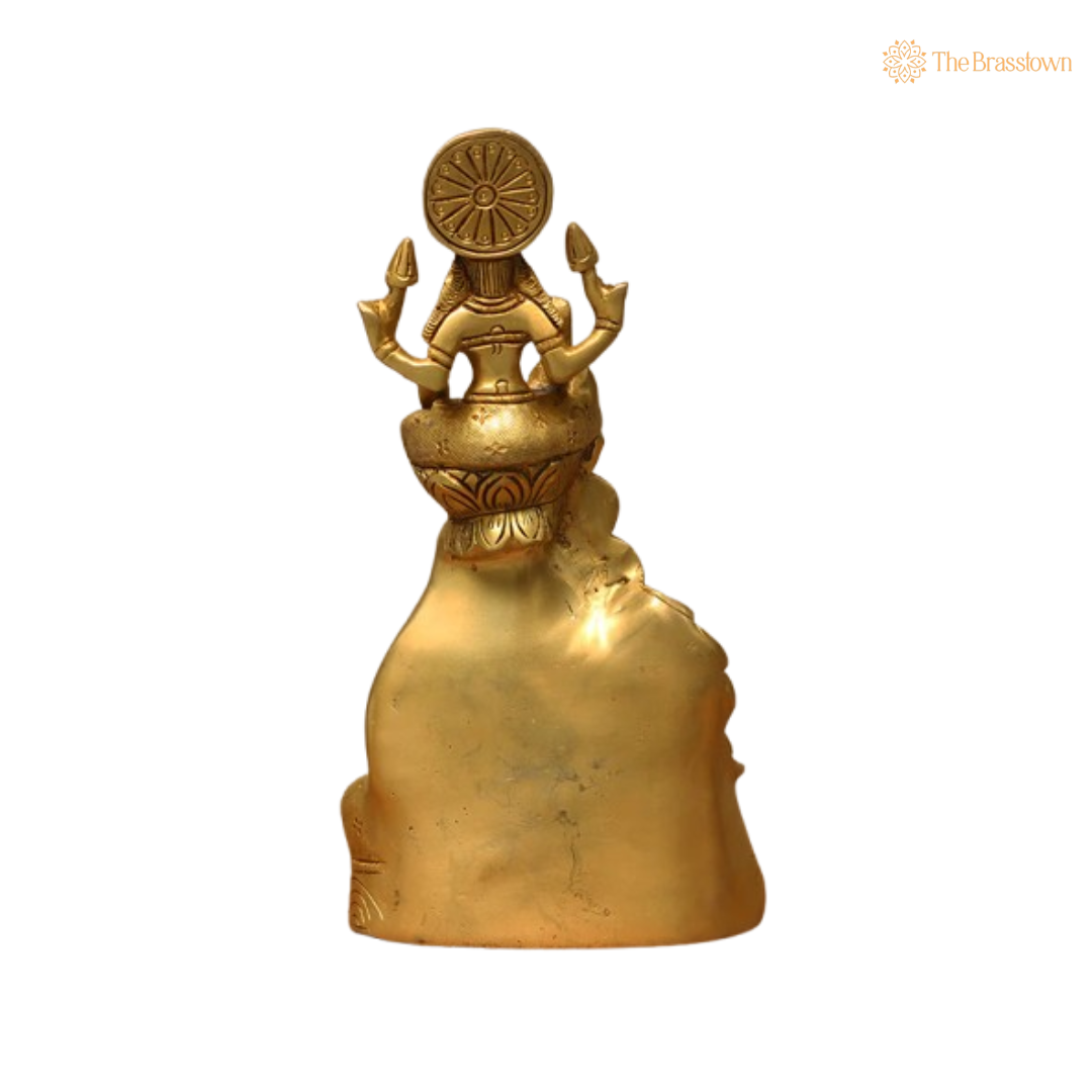 Kubera with Goddess Lakshmi Brass Idol 10 Inch