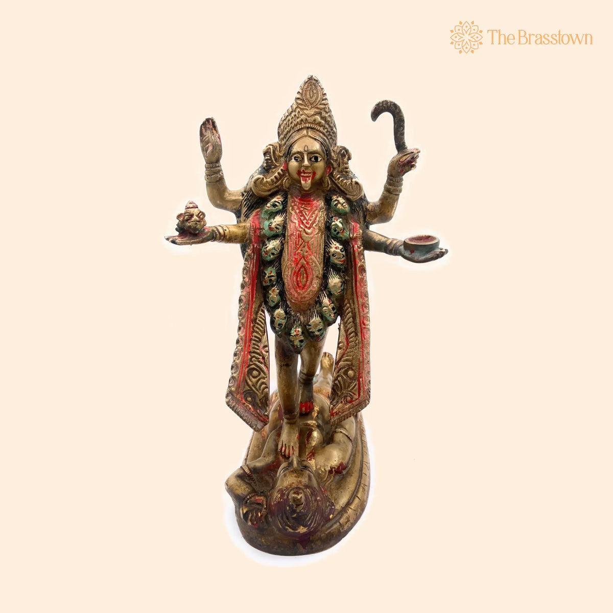 Handcrafted Brass Mahakali Durga Idol – Kalika Devi, Chamundeshwari for Puja, Home Mandir & Décor 11.5 Inch 1