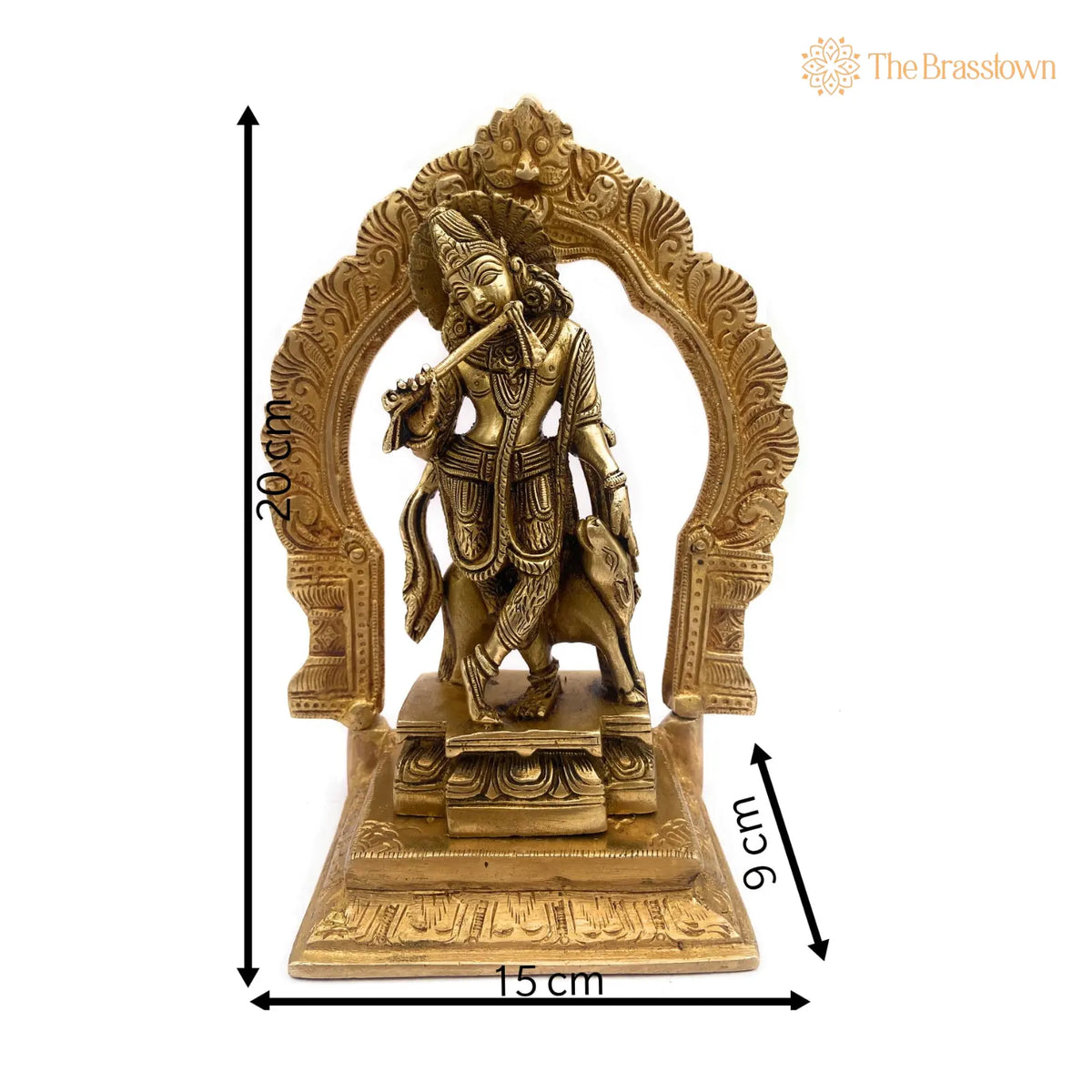 Brass Krishna Idol – Handcrafted Gopal Murti, Radha-Krishna Vigraham, Balakrishna Statue, Home & Temple Décor, Pooja Brass Idol 8 Inch 3