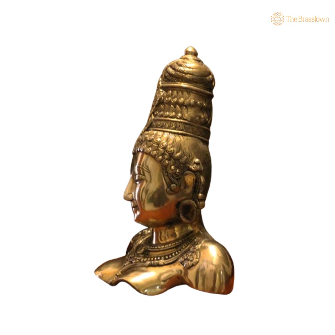 Ornate Brass Goddess Bust - A Symbol of Divine Elegance and Spirituality 12 Inch