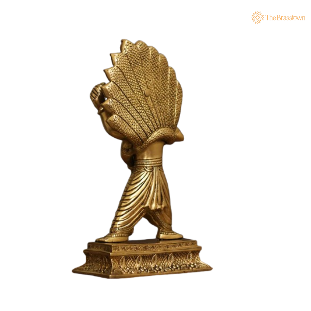 Ornate Brass Narasimha Statue - A Symbol of Divine Power and Protection 11.5 Inch