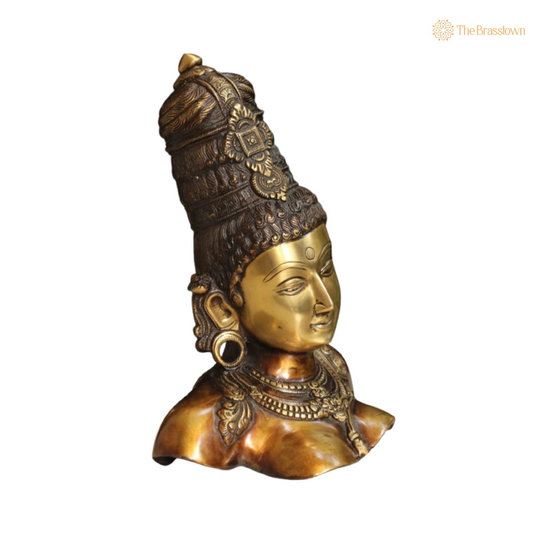Ornate Two-Tone Brass Goddess Bust - A Symbol of Divine Beauty and Serenity 12 Inch