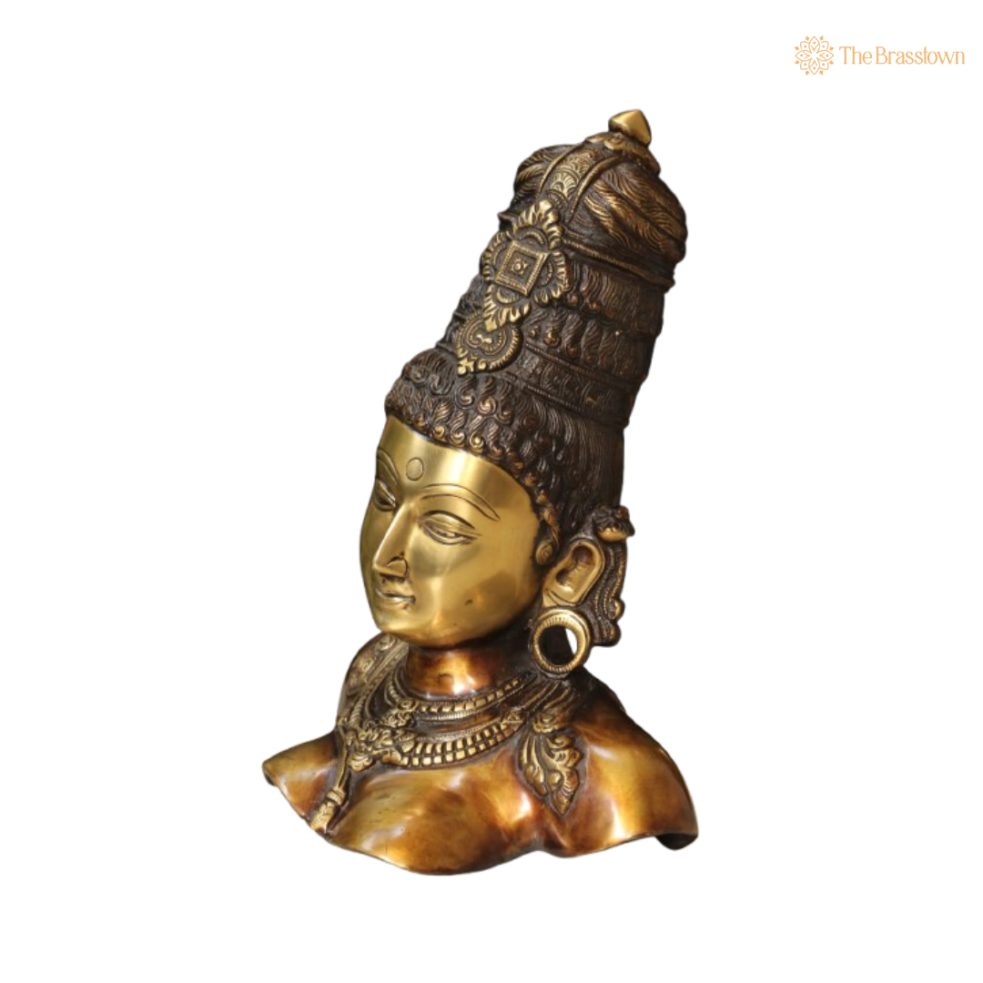 Ornate Two-Tone Brass Goddess Bust - A Symbol of Divine Beauty and Serenity 12 Inch
