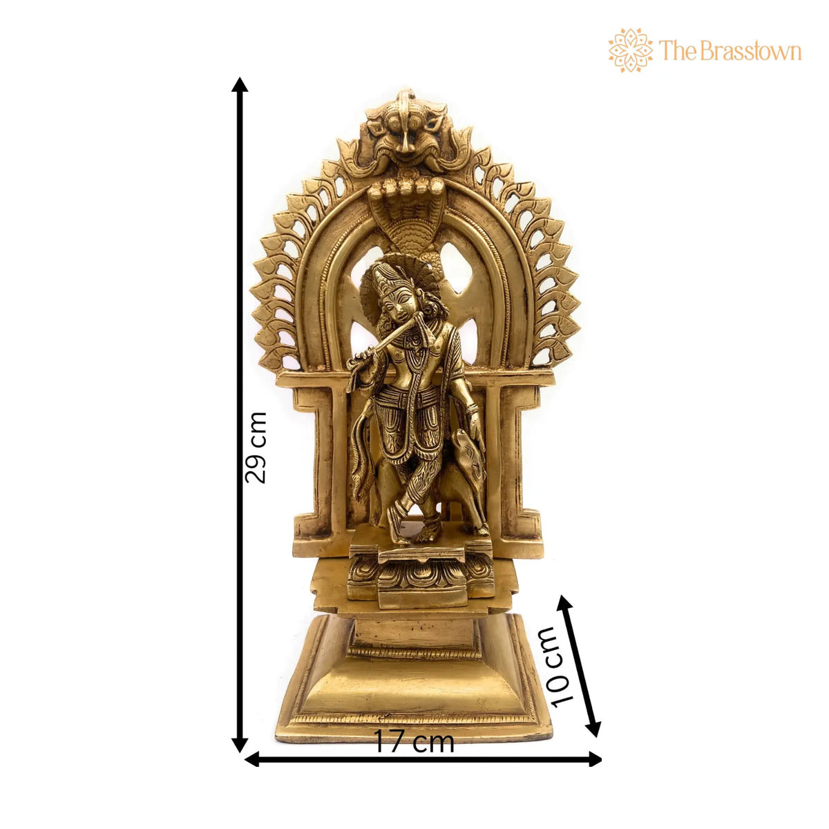 Brass Krishna Idol with Prabhavali – Handcrafted Gopal, Govinda, Balakrishna Murti for Pooja, Home Décor & Temple Statue 11.5 Inch 2