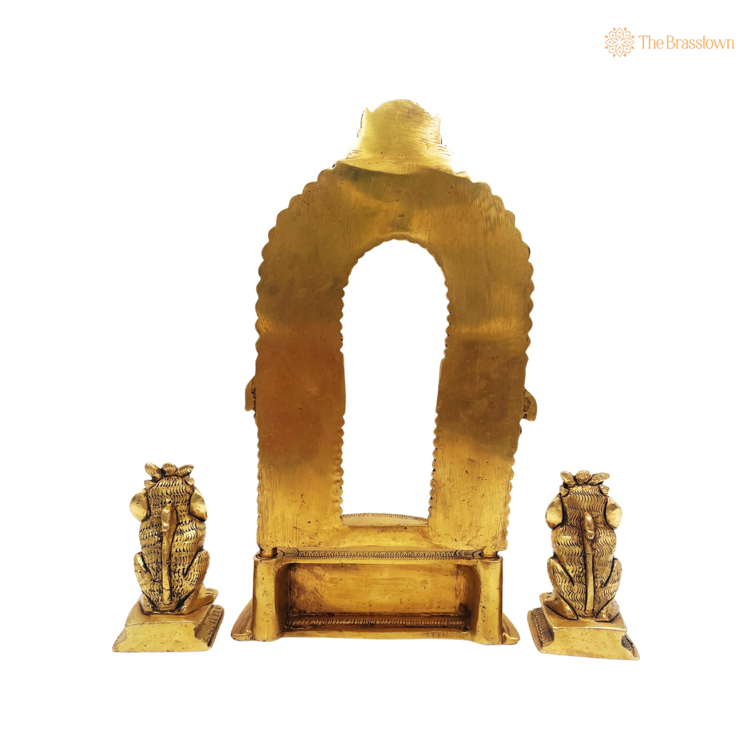Regal Brass Temple Arch with Guardian Lions 11 Inch