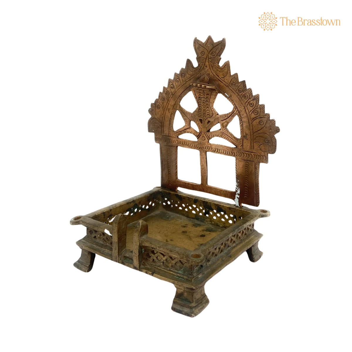 Handcrafted Brass Pooja Chowki – / Puja Peetham / Bajot / Peeta / Sinhaasan 7 Inch 2