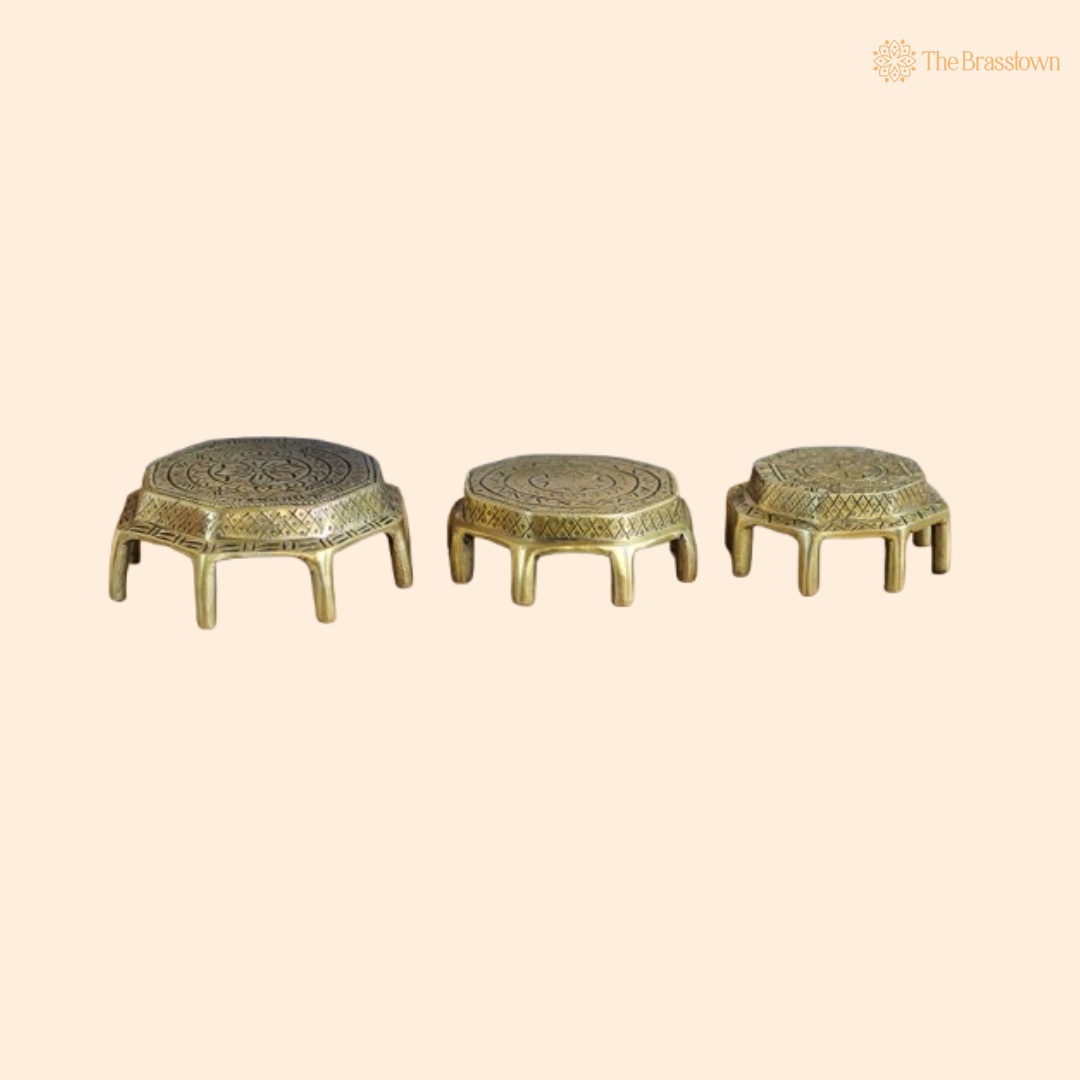 Set of Handcrafted Brass Pooja front view – pure brass handcrafted India